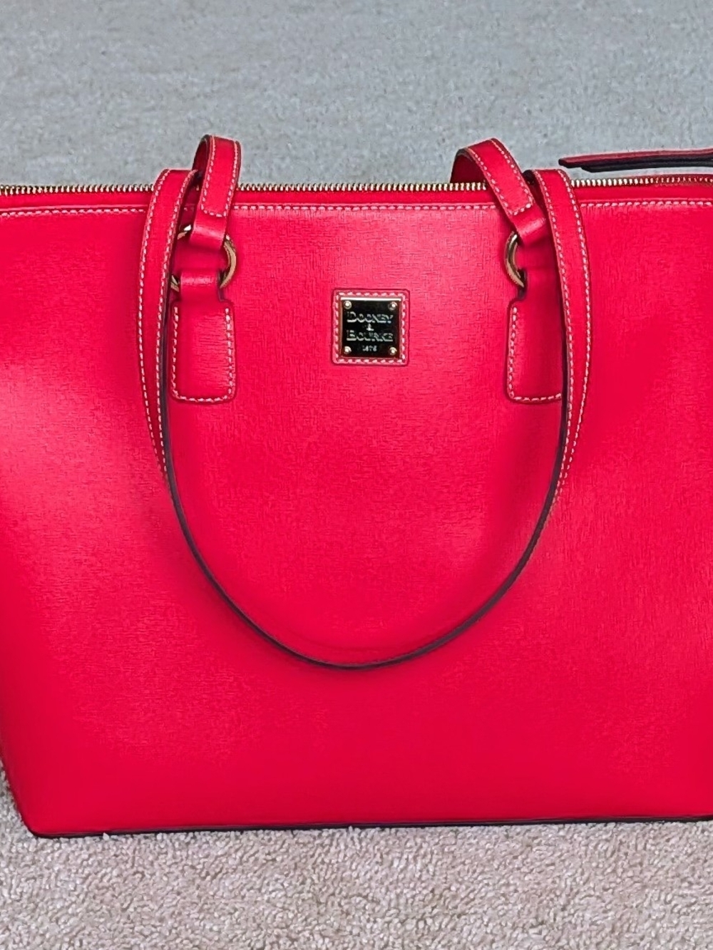 Dooney & Bourke Large Red Tomatoes Saffiano Leather Tote. Used-Excellent Cond